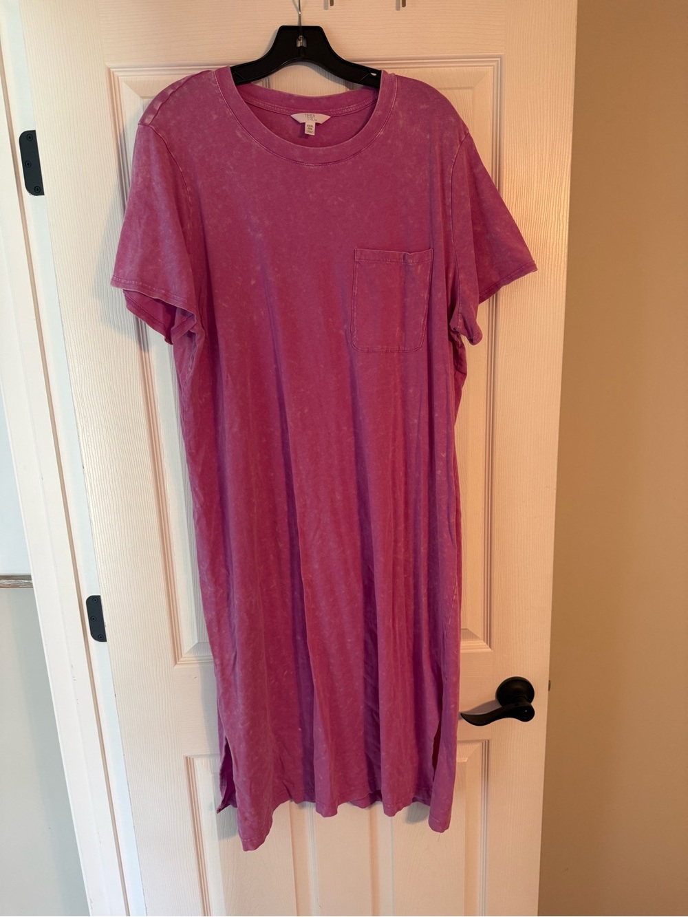 Time and Tru Vintage Wash Pocket Midi Dress - Mauve Pink